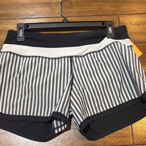 Lululemon Athletica Black and White Striped Athletic Shorts - Picture 1 of 2